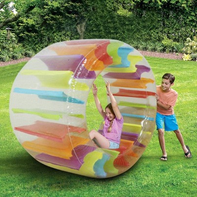 Colorful rainbow inflatable water roller