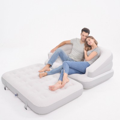 Multi-function folding lounger air mattress inflatable sofa bed with backrest