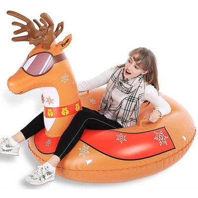 Newest Hard Bottom Pvc Animal Elk Deer Shape Towable Inflatable Snow Tube