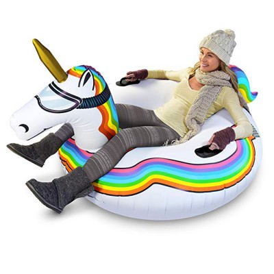 Durable Pvc Plastic Heavy Duty Inflatable Unicorn Snow Tube Sled